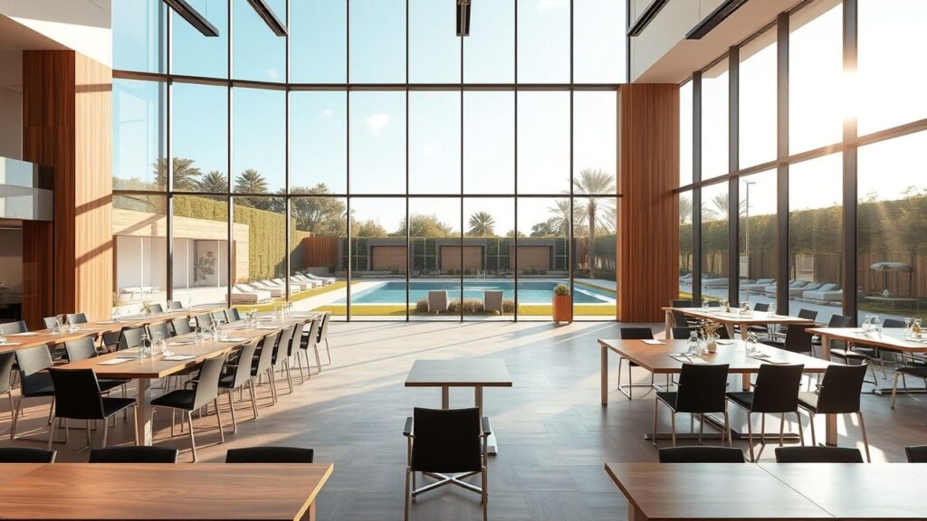Hotel moderno con servizi per viaggiatori bleisure Struttura alberghiera con spazi business e area relax