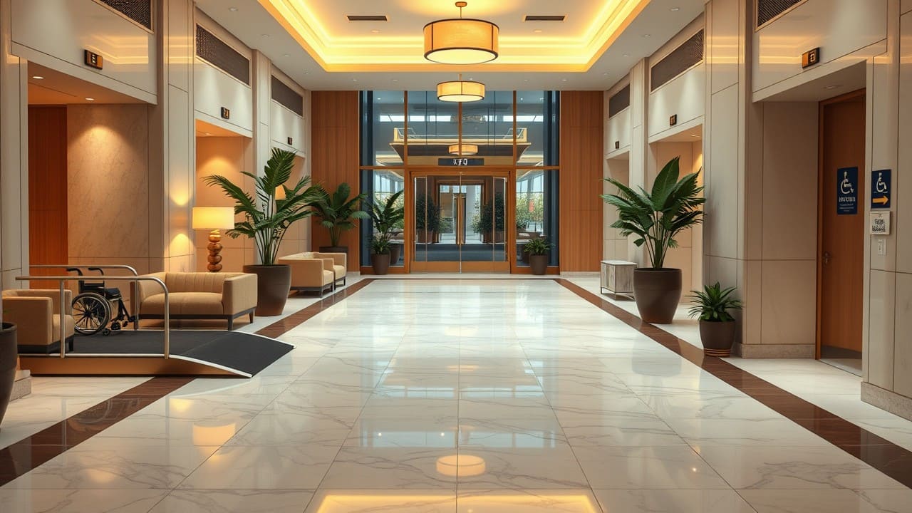Hotel con accesso per sedia a rotelle e servizi adattati.