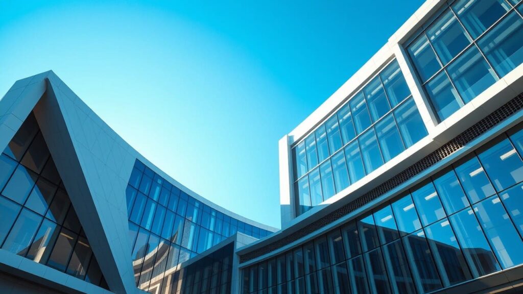 Hotel di design: come unire arte, design e ospitalità 1 Facciata di un hotel di design moderno con linee geometriche audaci.