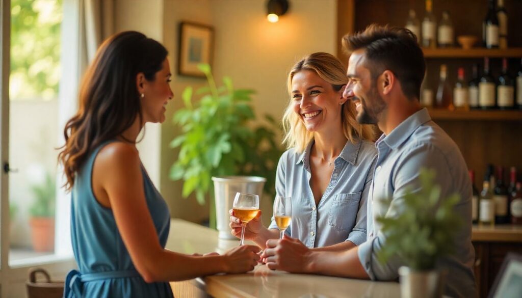 Esperienza di benvenuto in piccolo hotel italiano Staff accogliente accoglie ospiti in hotel con sorriso e drink di benvenuto