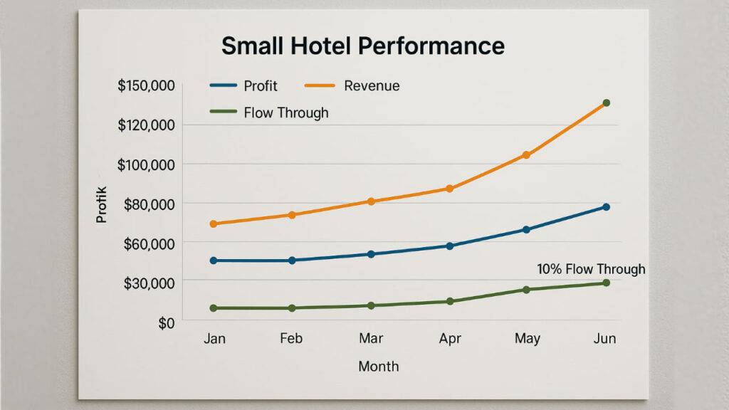 Flow through hotel piccolo andamento mensile utile Grafico sul flow through mensile di un piccolo hotel